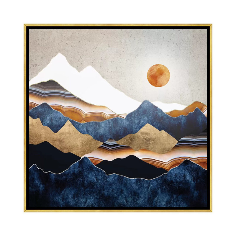 Amber Sun - impression d'art graphique, Toile encadrée d'or, Aucun mat, H 26 po x l 26 po x P 1,5 po