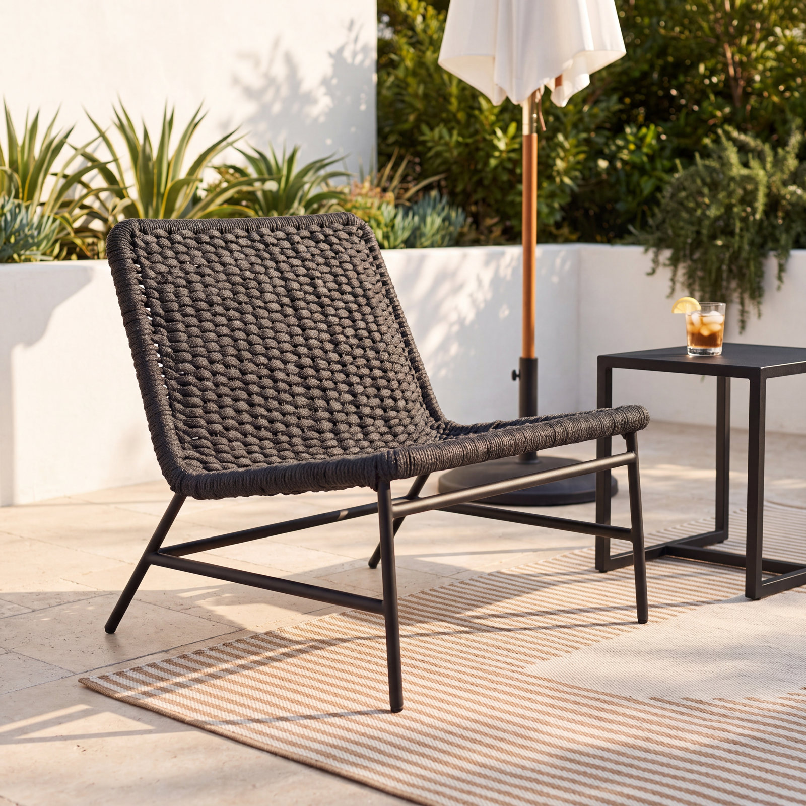 Brio Outdoor Armless Lounge Chair, Teak