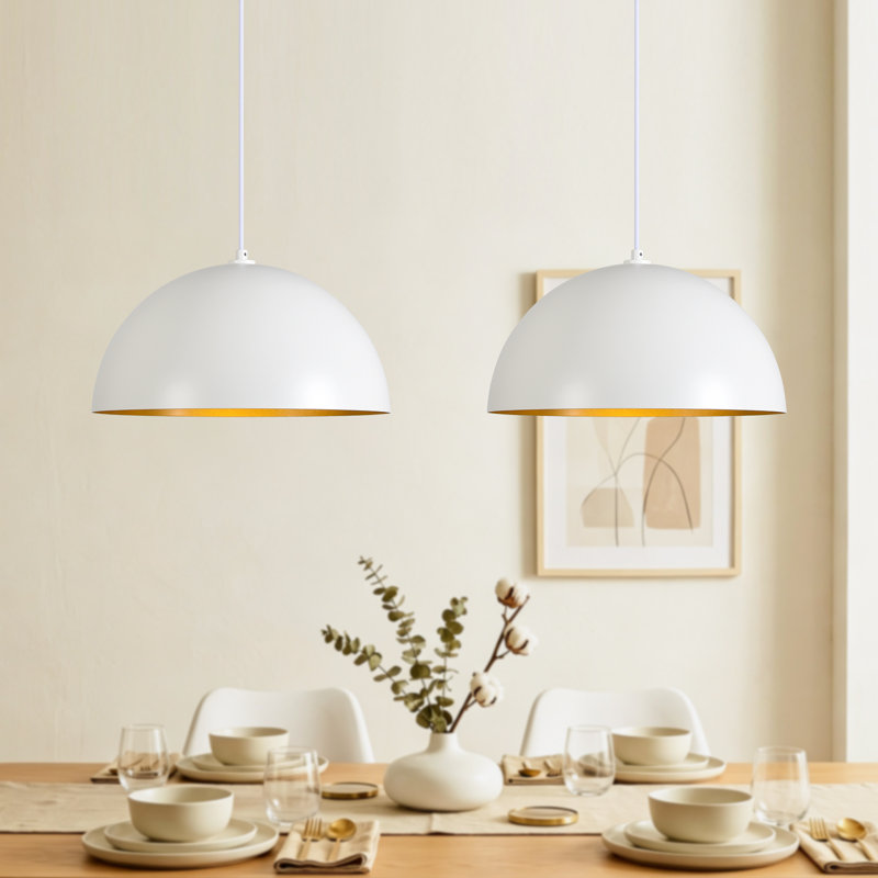 Luminaire suspendu dôme blanc réglable 15,75 po, Blanc