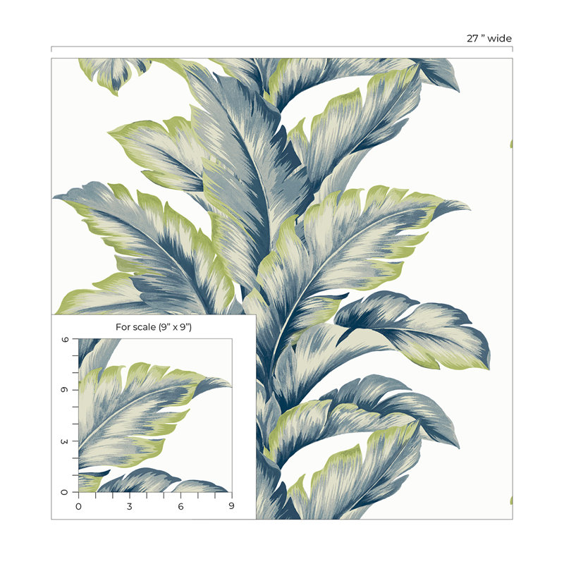 Floral Vinyl Matte Wallpaper Roll, Luana Blue