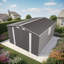 Remise de rangement extérieure en métal de 10 pi x 14 pi, abri de jardin durable avec trois portes verrouillables et une fenêtre transparente pour la cour, le patio, le jardin, l'abri toutes saisons pour les vélos, les outils de jardinage, les tondeuses à gazon-123924560