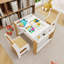Ensemble de table et de chaises pour enfants 2 en 1 avec rangement Virello, surface de construction compatible avec LEGO et tableau blanc