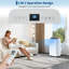 Climatiseur portatif avec télécommande, unité CA portable de 14 000 BTU pour une pièce jusqu'à 850 pieds carrés, déshumidificateur et ventilateur avec refroidissement rapide, purification de l'air, écran ACL silencieux, blanc gris