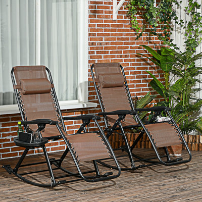 Ensemble de 2 chaises berçantes d'extérieur pliables inclinables zéro gravité