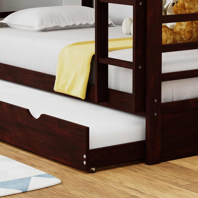Roll Out Twin Size Trundle Bed for Solid Wood Bunk Bed, Espresso