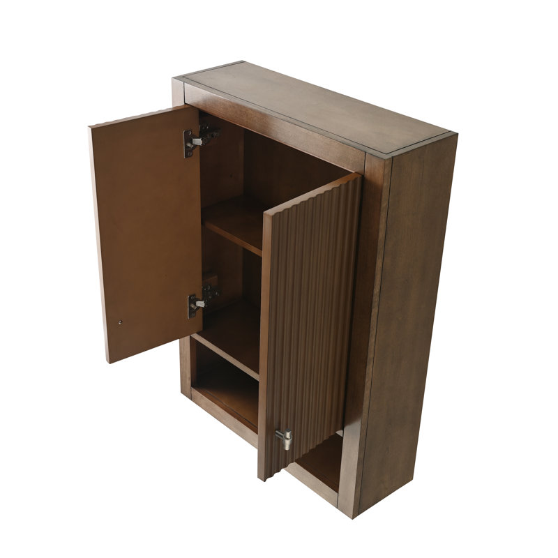 Wall Bathroom Shelves, Walnut, Brushed Nickel
