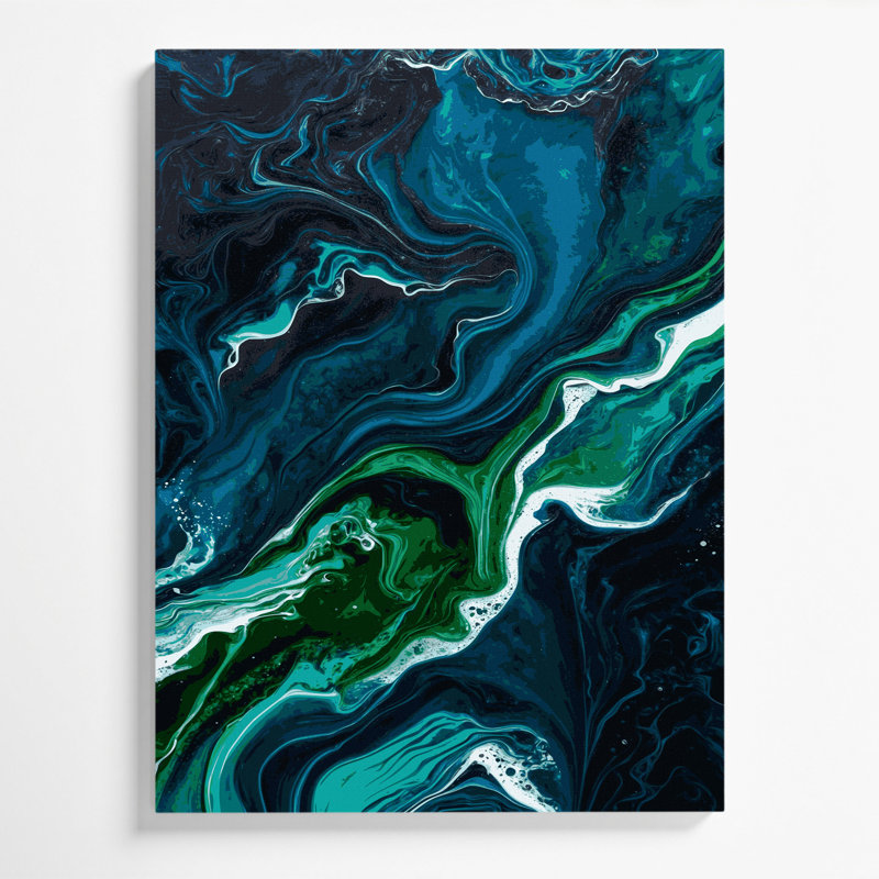 Abstrait art fluide sur toile grise 20, H 36 po x l 24 po