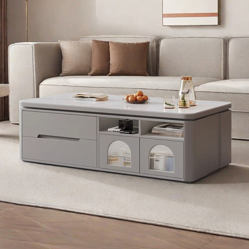 Table basse légère et luxueuse, H 21,65 po x L 55,11 po x l 31,49 po, Gris clair