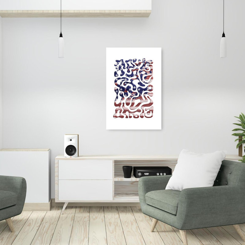 Abstract American Flag Abstract Modern Organic Landscape Nature Wall Art Print 1 Piece Wrapped Canvas Wall Art