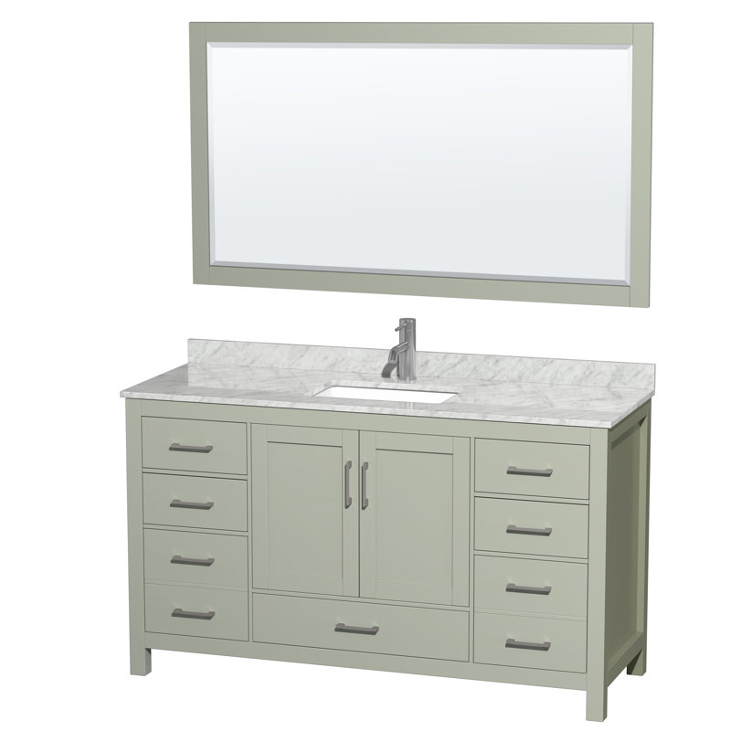 Sheffield 60" Single Bathroom Vanity Set with Mirror, Espresso, 8" widespread