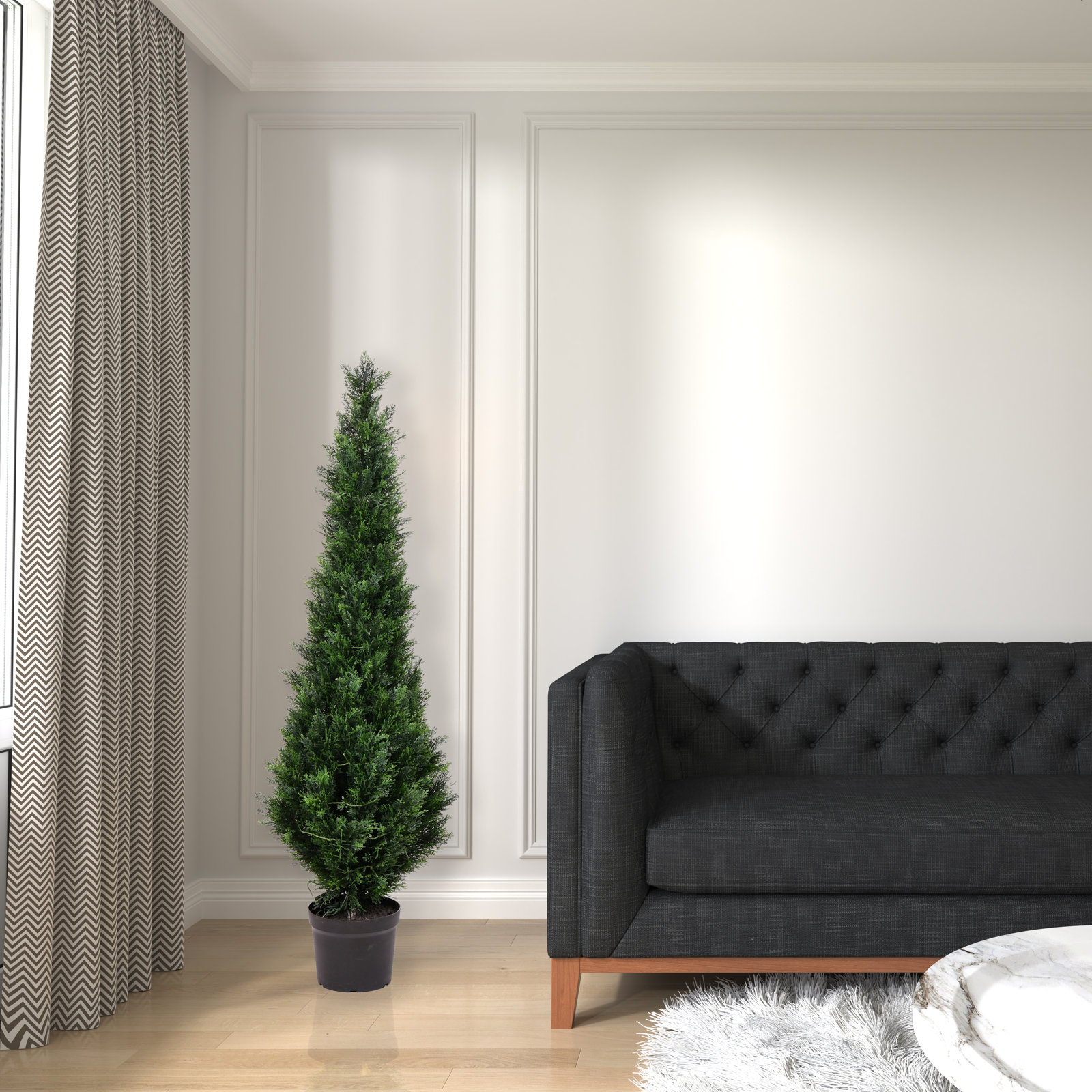 Yarbro Cedar Topiary in Pot, 60" H x 13" W x 13" D