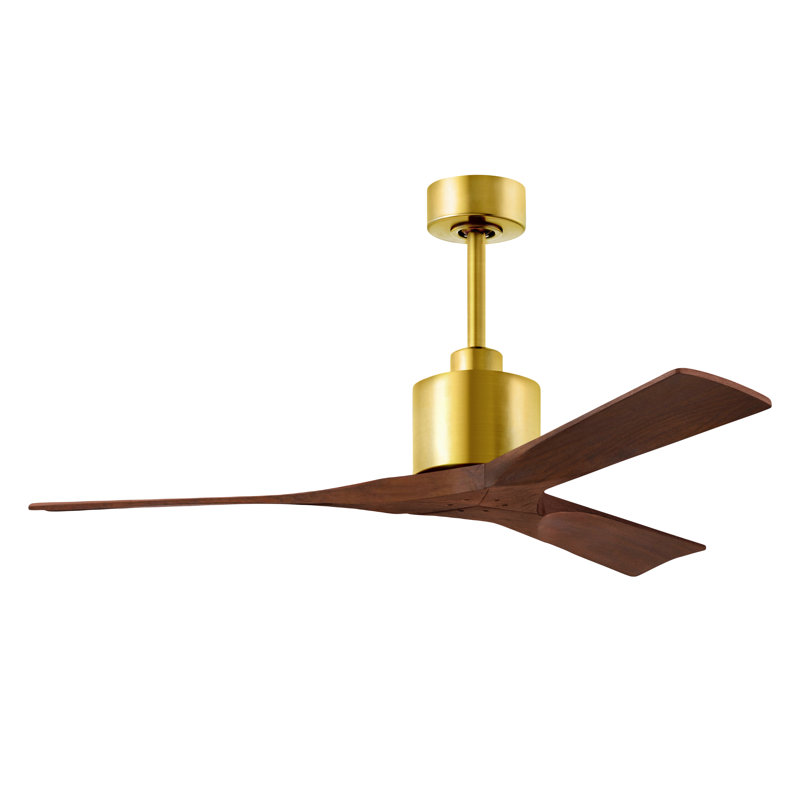 Nan Ceiling Fan In Textured Blades, Brushed Brass, Walnut Tone, 60"
