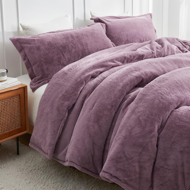 Ensemble d'édredon surdimensionné Coma, Mauve, Édredon pour grand lit + 2 taies décoratives sta