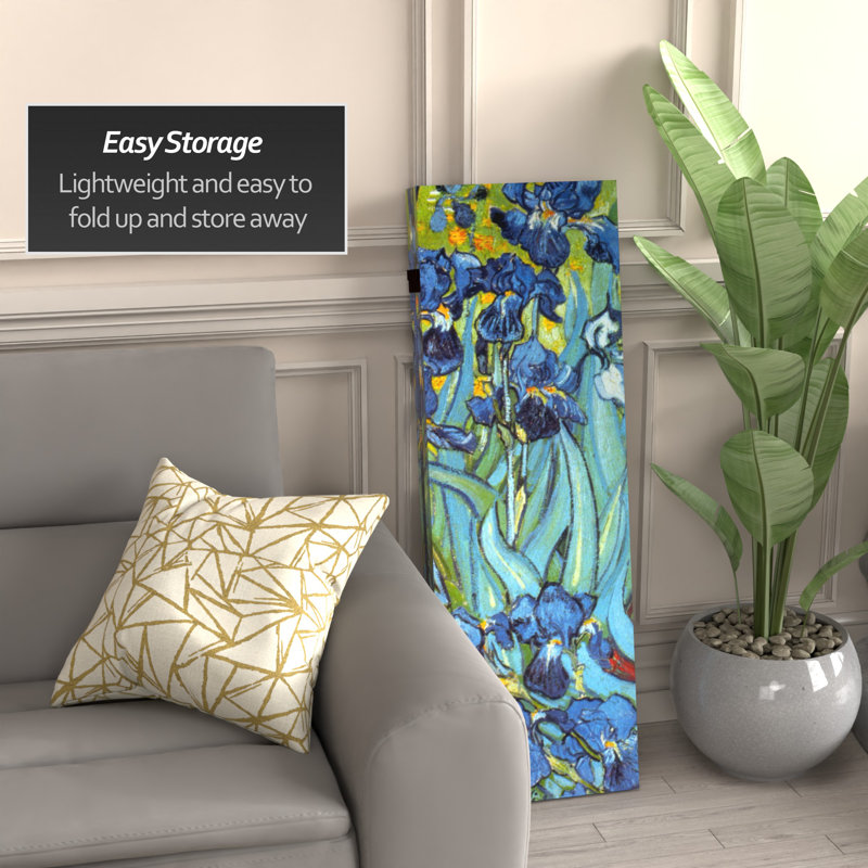 Van Gogh Stars and Flowers Art Canvas Folding Screen, 48" H x 63" W x 1" D