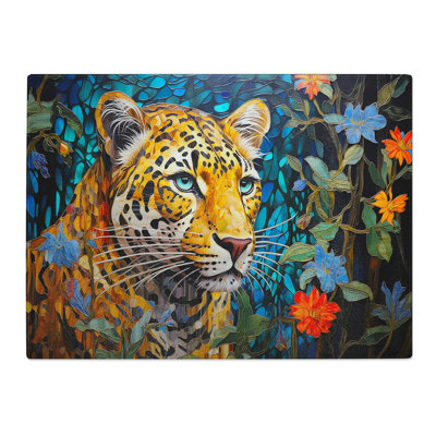 Leopard Contemporary  Glass Chopping Board