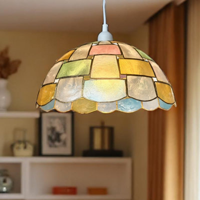 25cm H Shell / Capiz Dome Lamp Shade in Pink