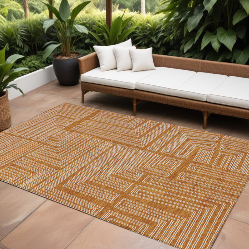 Tapis intérieur / extérieur lavable géométrique 10 pi x 14 pi HomeRoots