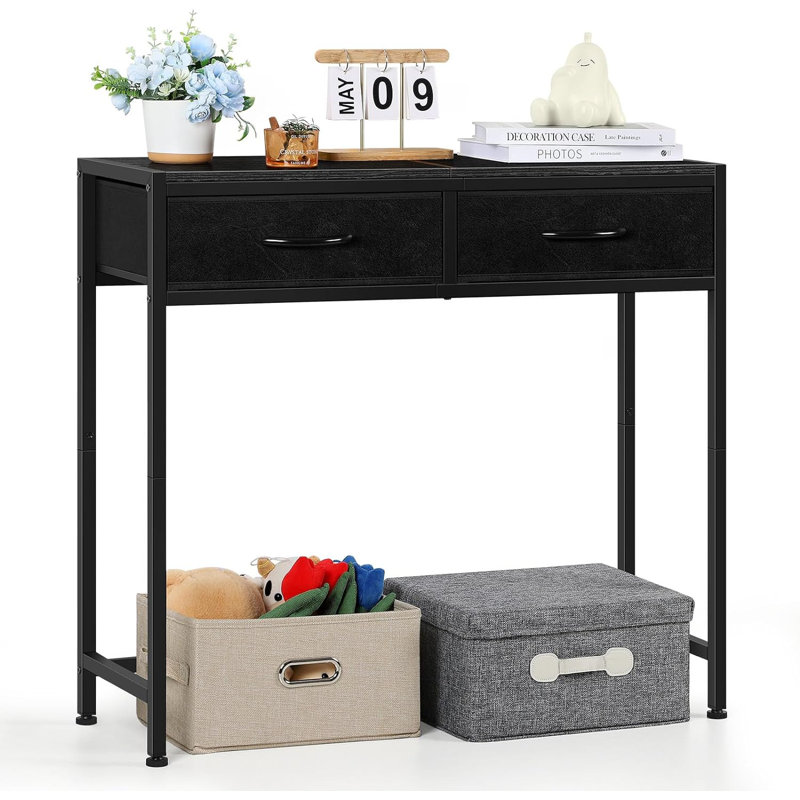 Contrell 34'' Console Table, Black Top/Black Base