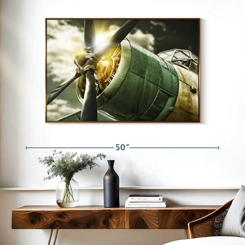 Vue du ciel de l'ancien avion, Cadre flottant doré, 40 po x 27 po