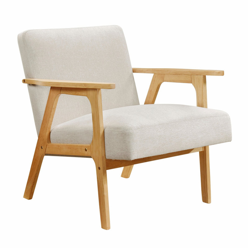 Fauteuil d'appoint, fauteuil rembourré avec siège à coussin, fauteuil d'appoint simple pour la maison, Tissu beige