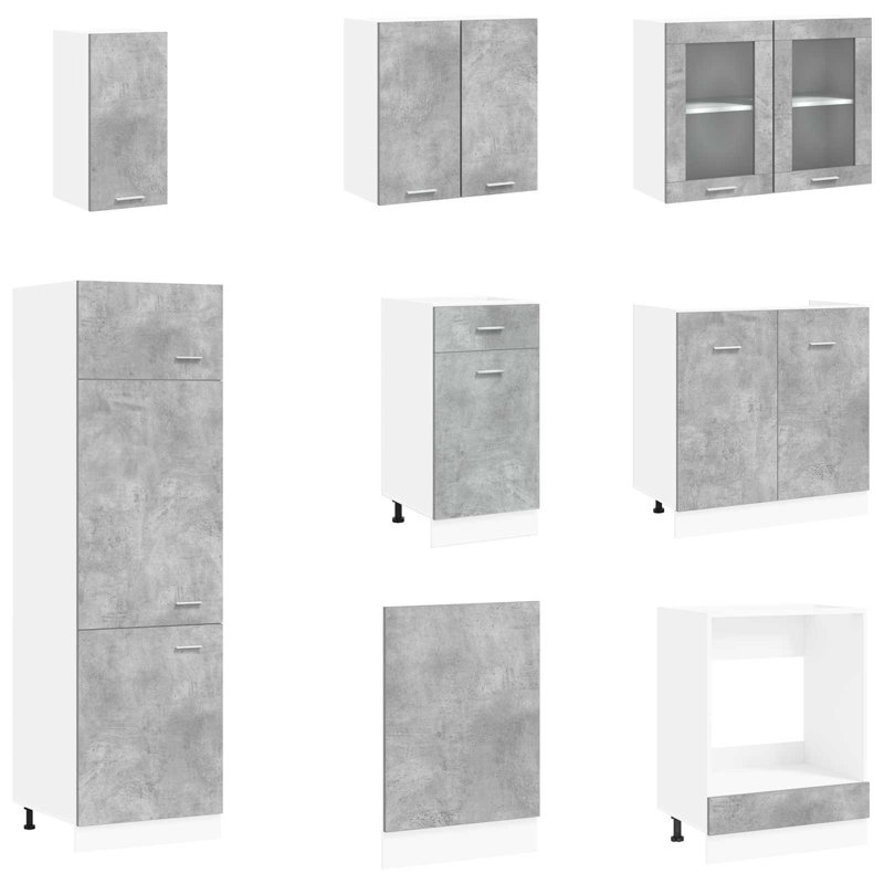 vidaXL 8 Piece Kitchen Cabinet Set Chipboard Storage Cupboard Multi Colours