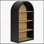 Bibliothèque à 4 niveaux arquée noire de 43 pouces de hauteur avec tablettes de rangement, alliant charme classique et élégance moderne pour une utilisation polyvalente à la maison
