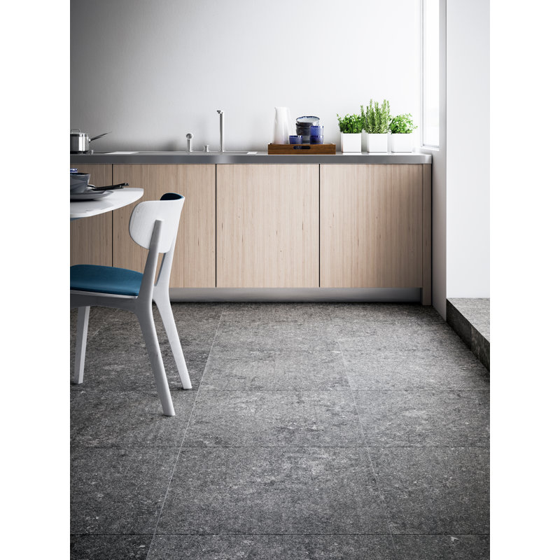 Blue Emotion 12" x 3" Porcelain Chair Rail Tile Trim in Dark