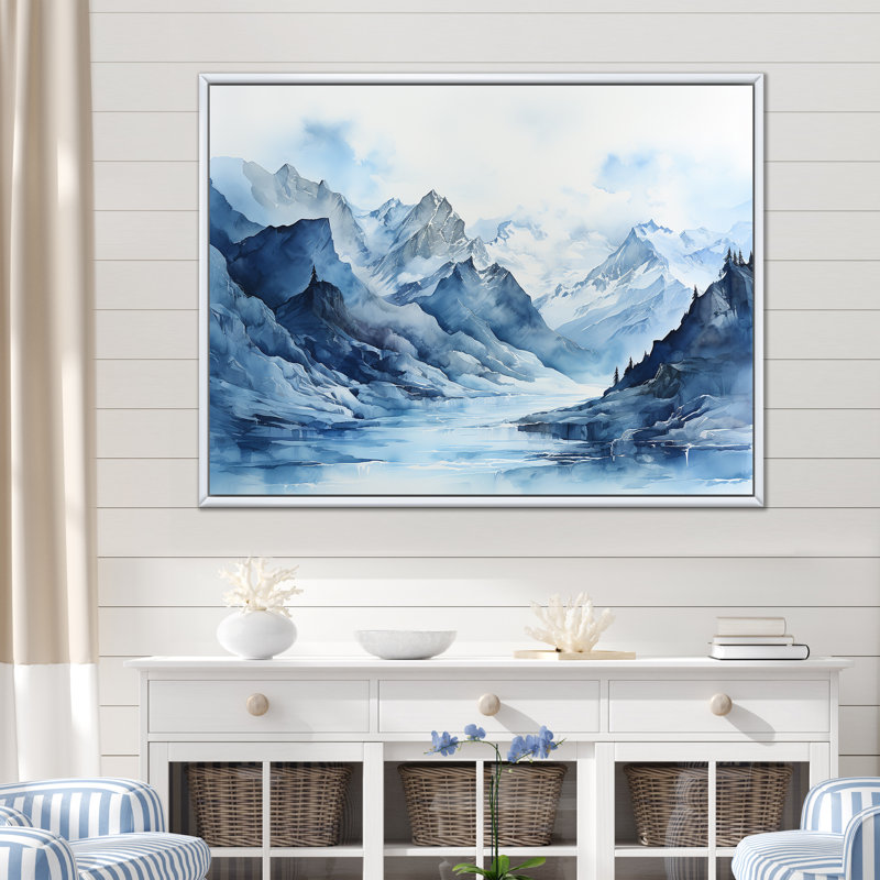 Glacier du Groenland minimalisme, Cadre flottant blanc, H 16 po x l 32 po x P 1 po