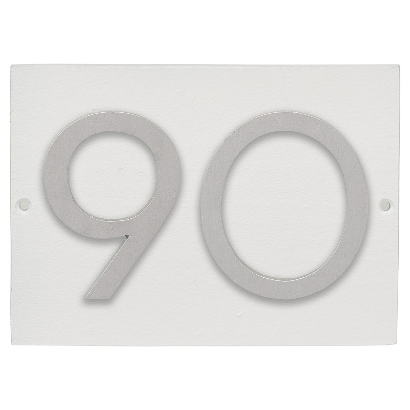 Rectangle Wall Plaque, Yes, White/Brushed Aluminum
