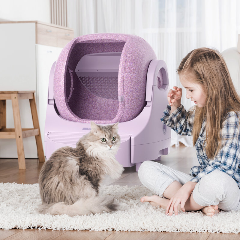 Bac à litière autonettoyant pour chat Dvpets, Rose