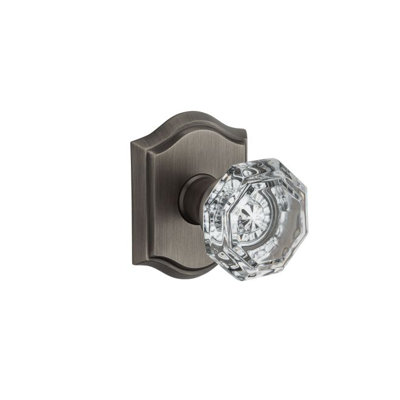 Crystal Privacy Door Knob with Traditional Arch Rose