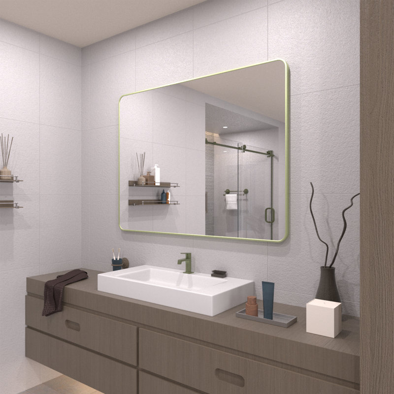 Miroir de salle de bain mural Lucha, 48 po x 36 po, Vert matcha