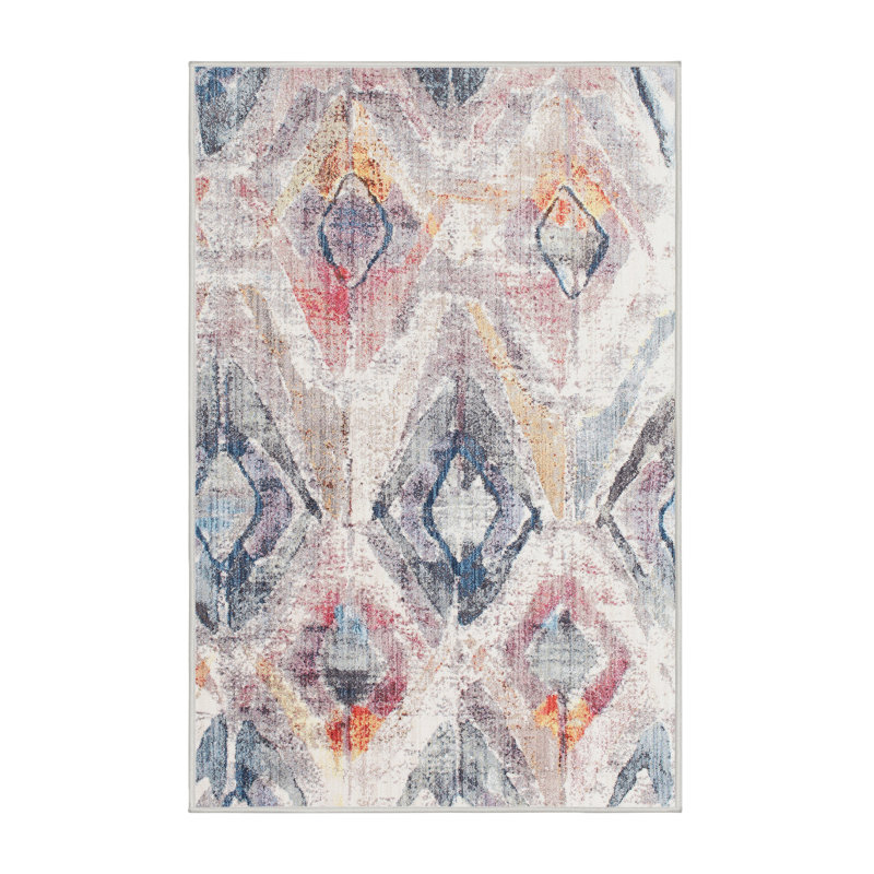 Tapis abstrait gris / bleu mer, Rectangle 8 pi x 12 pi