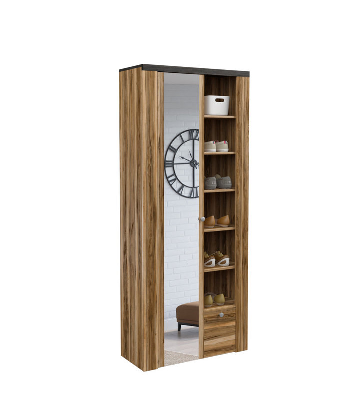 Sofronio Manufactured Wood Wardrobe, Satin Oak