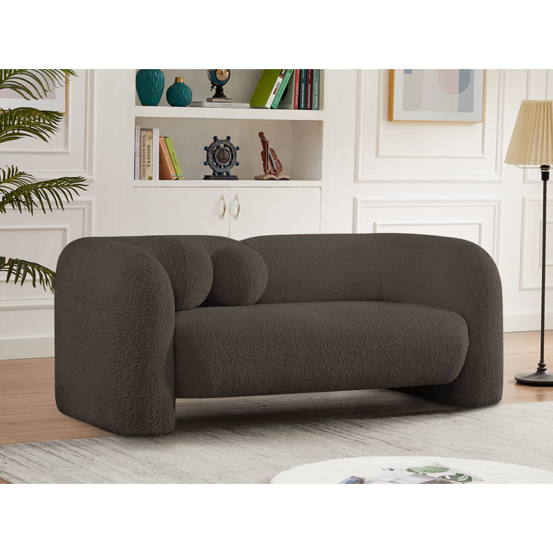 Causeuse Emory, Tissu brun bouclé
