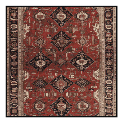Machine Washable Persian Brown Area Rug