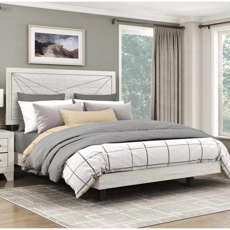 Gray Oak Finish Platform Bed, King