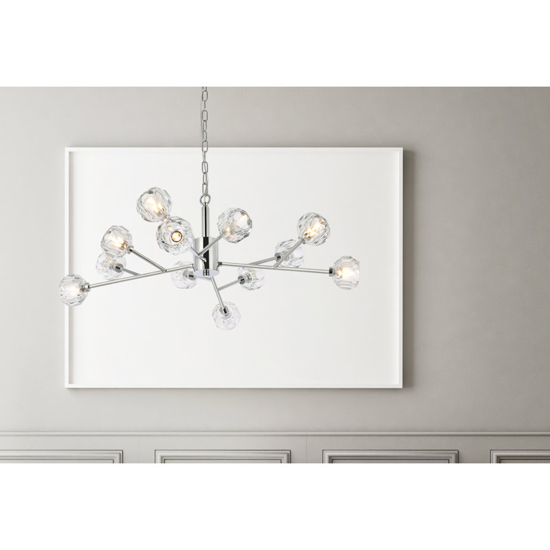 Luminaire suspendu unique à 12 lumières Akisha, Chrome