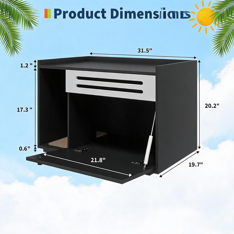 Litter Box Enclosure, Black