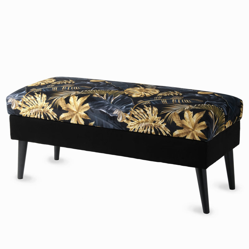 Broadalbin Velvet Upholstered Storage Bench, H49 x W100 x D40cm