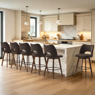 Tabouret de bar pivotant de 26 po avec support à oreilles et structure en bois massif pour îlot de cuisine