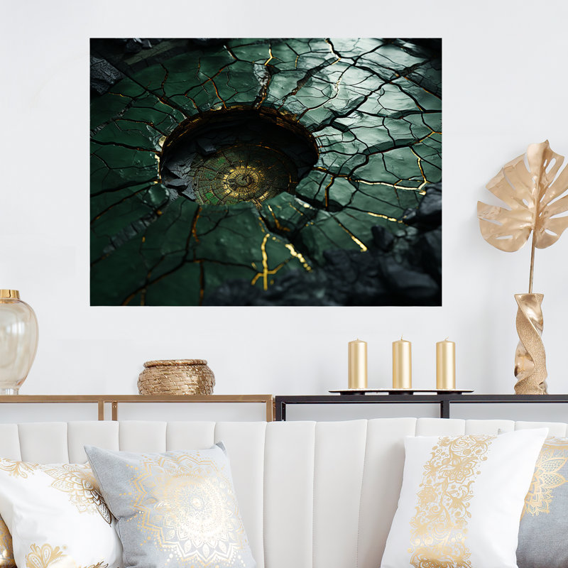 «Green Emerald Amazonite Stone Geode I», art mural en métal en forme de géode de pierre MT136138, H 12 po x l 20 po x P 1 po
