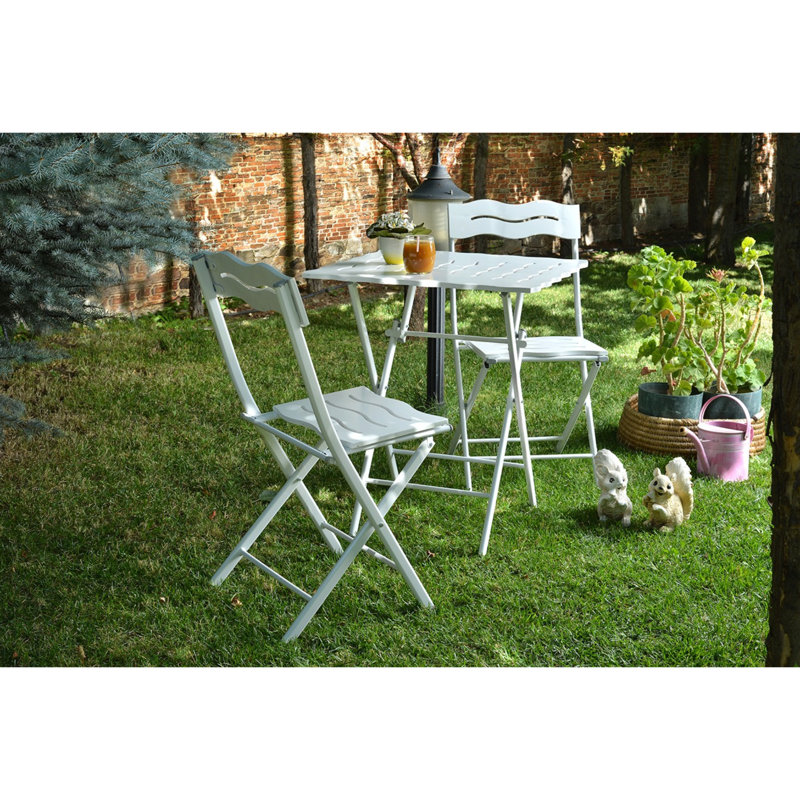 Latisa 2 - Person Patio Dining Set with Square Table, White, White