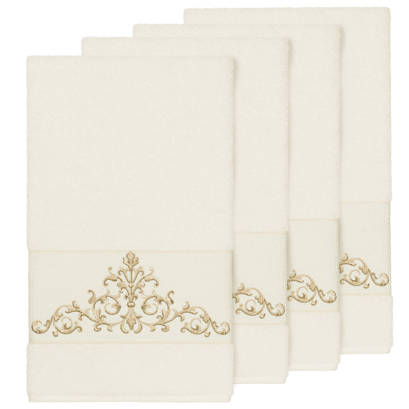 Ensemble de serviettes de bain en coton turc 4 pièces Scarlet, Crème, Serviette de bain - 4 pièces