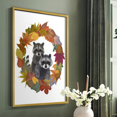 Reproduction de couronne de ratons laveurs feuille d'automne - bois massif