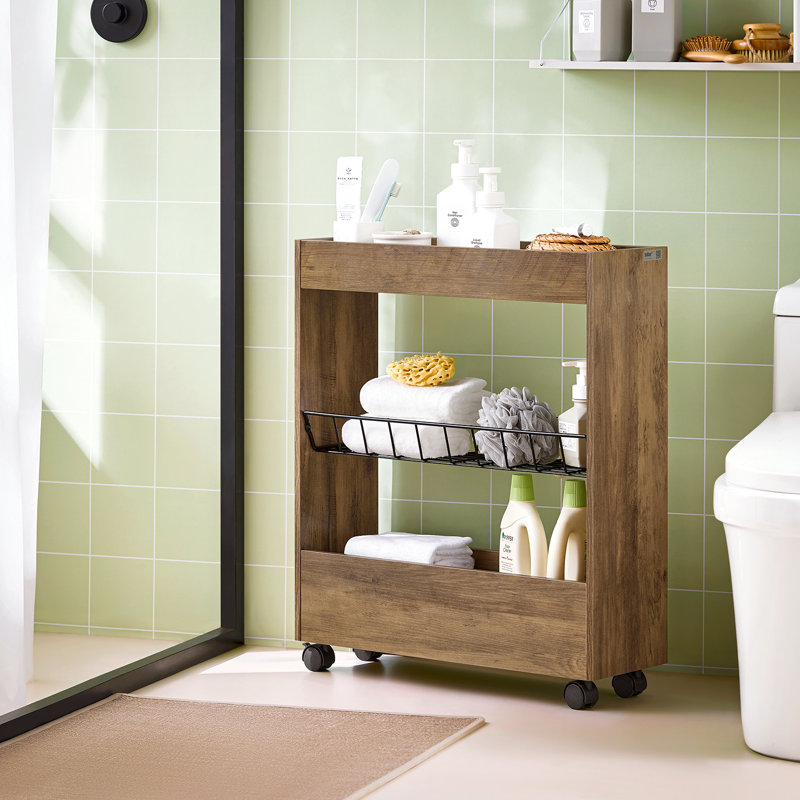 Vickie 20cm W Manufactured Wood Shelving Unit with Wheels, Nature