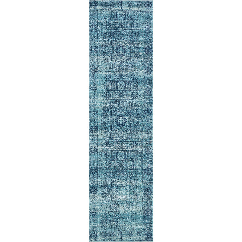 Tapis oriental turquoise Candra, Tapis de couloir 2 pi 7 po x 10 pi