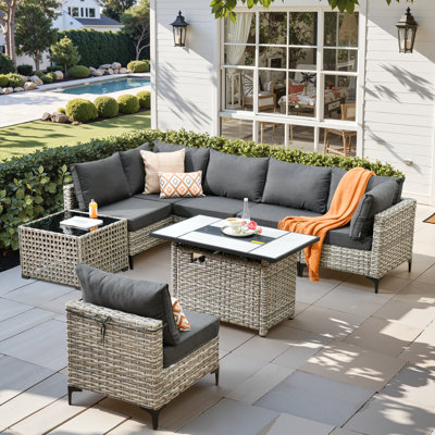 Ensemble de conversation modulaire extérieur réversible pour 6 personnes Emroy