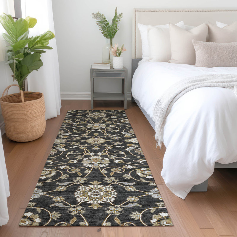 Tapis noir intérieur / extérieur lavable à la machine Segin ACN1149, Tapis de couloir 2 pi 3 po x 7 pi 6 po