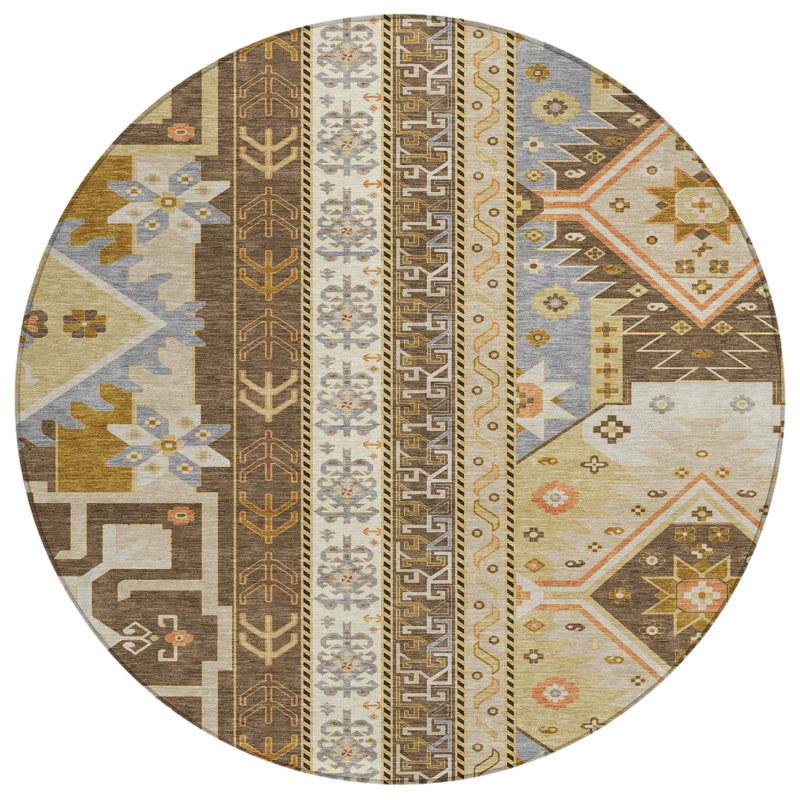 Machine Washable Indoor/Outdoor Chantille ACN1015 Brown Rug, Rectangle 8' x 10'